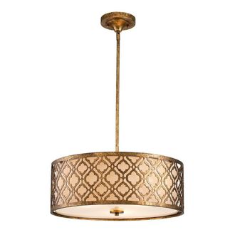 Netlighting Arabella 3 Light Large Round Ceiling DuoMount Pendant Gold E27