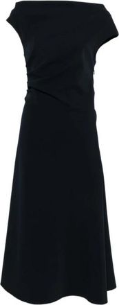 P.A.R.O.S.H. Draped Boat-Neck Dress - Dames - Feestkleedjes - Zwart - M - Kleedjes