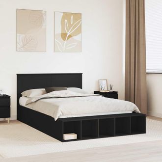 vidaXL Estructura De Cama Negro 140 X 200 Cm Madera De Ingenier&iacute;a Vidaxl