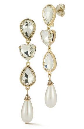 Glaze Jewelry Cubic Zirconia & Faux Pearl Link Drop Earrings in Gold at Nordstrom Rack