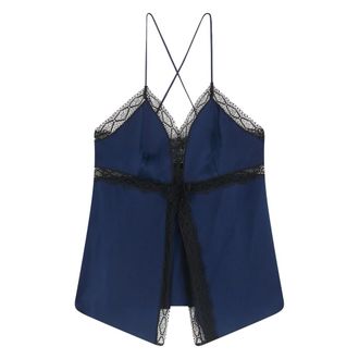 Alberta Ferretti Alberta Ferretti, Pyjamas, female, Blue, Size: 2XS Satin Top with Lace