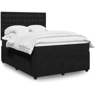 vidaXL Vidaxl - Cama Box Spring Con Colch&oacute;n Terciopelo Negro 160x200 Cm