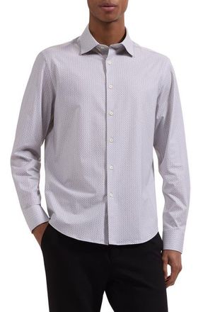 Bugatchi James OoohCotton Geometric Print Button-Up Shirt in Limestone at Nordstrom, Size Xxx-Large