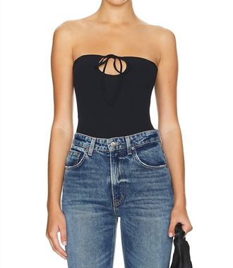 Fleur du Mal Convertible Front Tie Bodysuit In Black