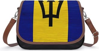 Generic Wooden Barbados Flag Small Womens Crossbody Bags Shoulder Handbag with Adjustable Strap for Travel
