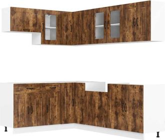 vidaXL Vidaxl - Mueble Cocina Kalmar Roble Ahumado 11 Pzas Madera Contrachapada