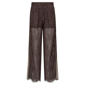 Co'Couture Wide Trousers, female, Brown, Size: S LetiCC Lace Panel LL Pant