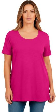 Roaman's Plus Size Scoopneck Short Sleeve Pocket Tunic in Vivid Pink at Nordstrom, Size 32