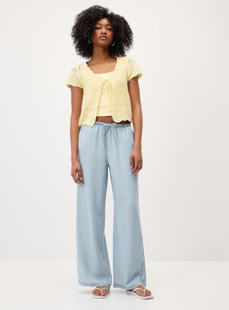Only Womens Faux-denim wide-leg pant