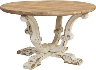 Wanderlust Deco Mesa de centro de madera acabado envejecido blanco 80x80x47h cm