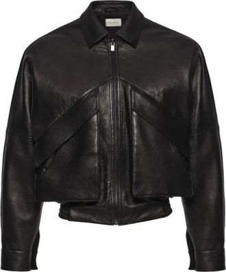 Magda Butrym Leather 17 Jacket - Dames - Leren en Su&egrave;de Jassen - Zwart - XS - Leer - Jassen