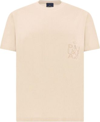Paul & Shark Beige Crew Neck Embroidered T-Shirt