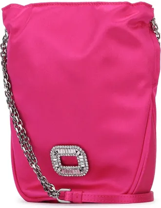 Roger Vivier Womens Pilgrim Pocket Nano Mini Bag Pink Satin