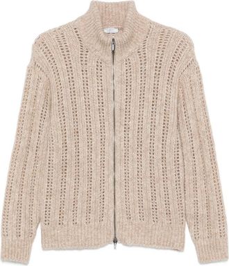 PESERICO Open-knit Zip-up Cardigan