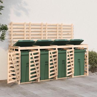 vidaXL Vidaxl - Cobertizo Cu&aacute;druple Para Cubos De Basura Madera Maciza De Pino