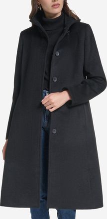 Cole Haan Womens Stand Collar Wool Coat - Black Size 14