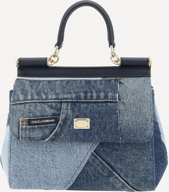 Dolce & Gabbana Borsa a Mano Sicily piccola in denim e pelle di vitello Woman UNI