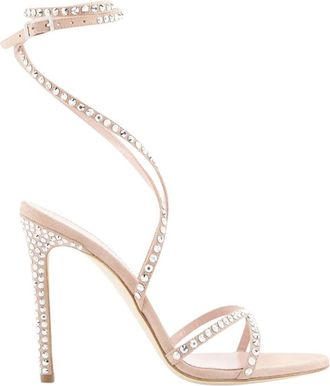PARIS TEXAS Roze Leren Sandalen met Kristallen - Dames - Sandalen met hakken - Roze - 40 1/2 EU - Leer - Schoenen