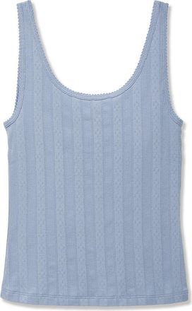 Petite Plume Pima Cotton Pointelle Tank in Blue at Nordstrom, Size X-Large
