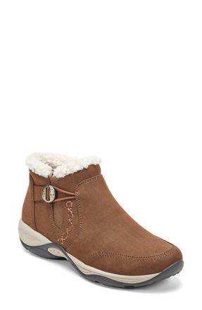 Easy Spirit Erique Water Repellent Faux Shearling Lined Bootie in Dark Brown Soil at Nordstrom, Size 6.5