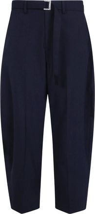 sacai Broeken, Heren, Zwart, M, Wol, Suiting Pants