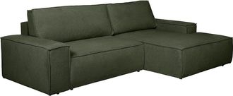 Vente-Unique Sof&aacute; cama rinconera derecha en tela texturizada verde AMELIA