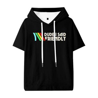 Generic ARC Raiders Dude I Said Friendly Hooded T-Shirts Unisex Short Sleeve Tee Casual Clothes (M,Black)