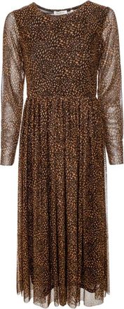 Rich & Royal Leo Dress - Dames - Casual kleedjes - Bruin - L - Polyester - Kleedjes
