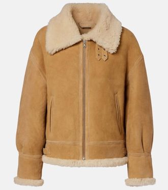 Nour Hammour Portia shearling-lined suede jacket