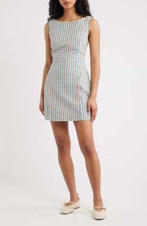 Faithfull The Brand Lydie Check Cotton & Linen Minidress in Sofia Check at Nordstrom, Size X-Small