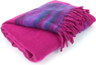 Loud Elephant Nittin Shawl Emporium Tibetan Wool Blend Shawl Blanket - Pink with Purple Reverse