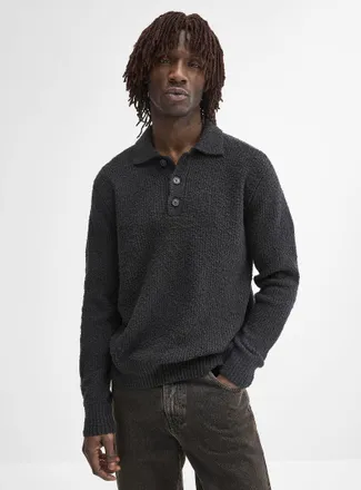 Only & Sons Mens Boucl&eacute; rib knit Polo Shirt