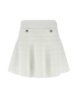 Self Portrait White Pointelle Skirt