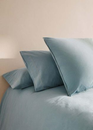 Mango Federa bambino cotone lavato doppia impuntura 50x75 cm verde acqua - Home - 50x75cm - MANGO HOME