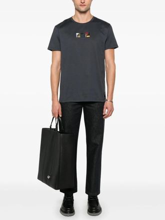 Fendi Mens Triple FF Logo T-Shirt in Navy