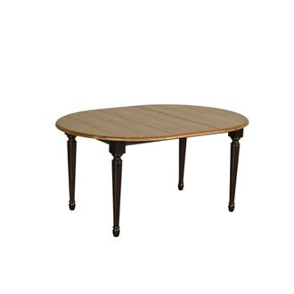 Robin des Bois Mesa redonda de roble con 1 extensi&oacute;n para 4/6 cubiertos negra