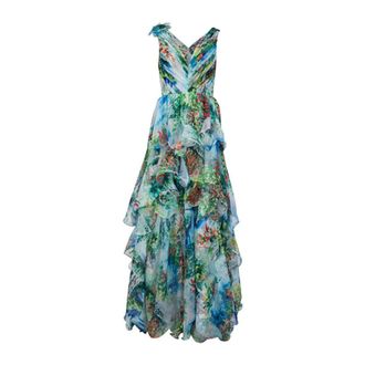 Marchesa Lange bloemenjurk - Dames - Jurken - Groen - Maat: M