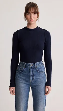 Smythe Pointelle Knit Crewneck in Navy at Nordstrom, Size X-Large