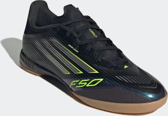 adidas Fussballschuh ADIDAS PERFORMANCE F50 LEAGUE INDOOR, Damen, Gr. 47, schwarz (core schwarz, iron metallic, lucid lemon), Synthetik, Textil, Schuhe Fussb