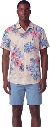 Lords of Harlech Exotic Floral Mens Linen Printed Shirt in Exotic Floral Natural at Nordstrom, Size Xx-Large