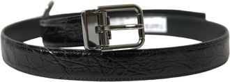 Dolce & Gabbana Leren Riem met Zilveren Metalen Gesp - Heren - Riemen - Zwart - ONE Size - Leer - Accessoires
