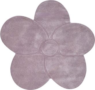 Beliani Area Rug Violet Wool 140 x 140 cm Irregular Flower Shape Accent Rug KOKKINI