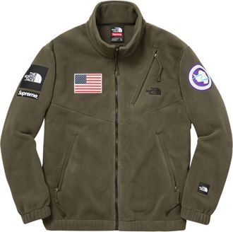 SUPREME SS17 x The North Face Trans Antarctica Expedition Fleece Jacket Olive SUP-SS17-626