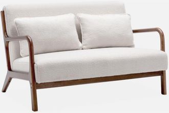 Sweeek Banco De 2 Plazas En Madera De Hevea Y Tela Borreguito