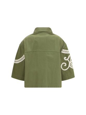 Weekend by Max Mara Lace-Embroidered Cotton Jacket - Green
