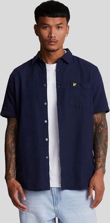 Lyle & Scott Lyle And Scott Mens Short Sleeve Basket Weave Shirt - Navy - Size: Regular/36