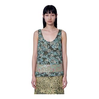 Dries Van Noten Mouwloze top met bloemenpatroon - Dames - Tops - Groen - Maat: 2XS