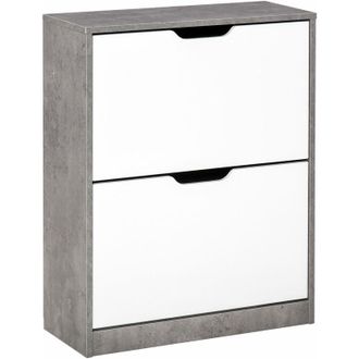 HOMCOM Homcom - Scarpiera Salvaspazio Moderna 2 Ante per 8 Paia di Scarpe Grigio e Bianco