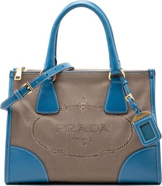 Prada Pre-owned Prada Saffiano Trimmed Canvas Canapa Logo Double Zip Satchel Ladies LA9EZ4EI7KJ2V0VE
