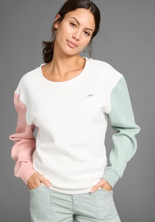 Kangaroos Sweatshirt KANGAROOS, Damen, Gr. 32/34, weiss (sanftes wei&szlig;, rose, mint), angeraute Sweatware, Obermaterial: 60% Baumwolle, 40% Polyester, unifarben, 